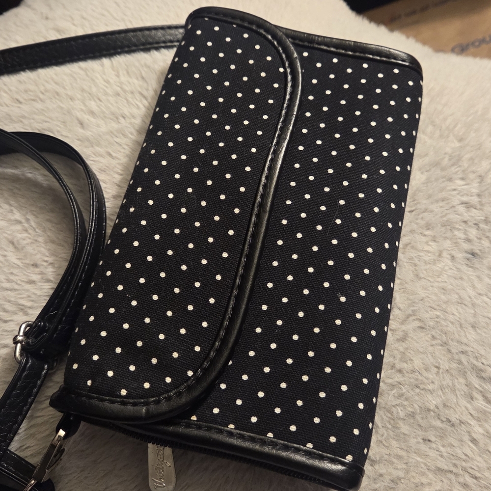 Thirty-One Black And White Poka Dot Clutch.